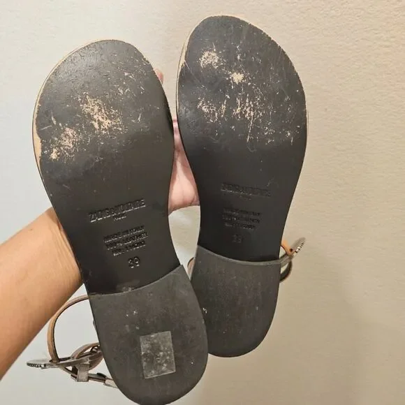 Zadig & Voltaire Studded Brown Leather Sandals Size 39 - Picture 9 of 10